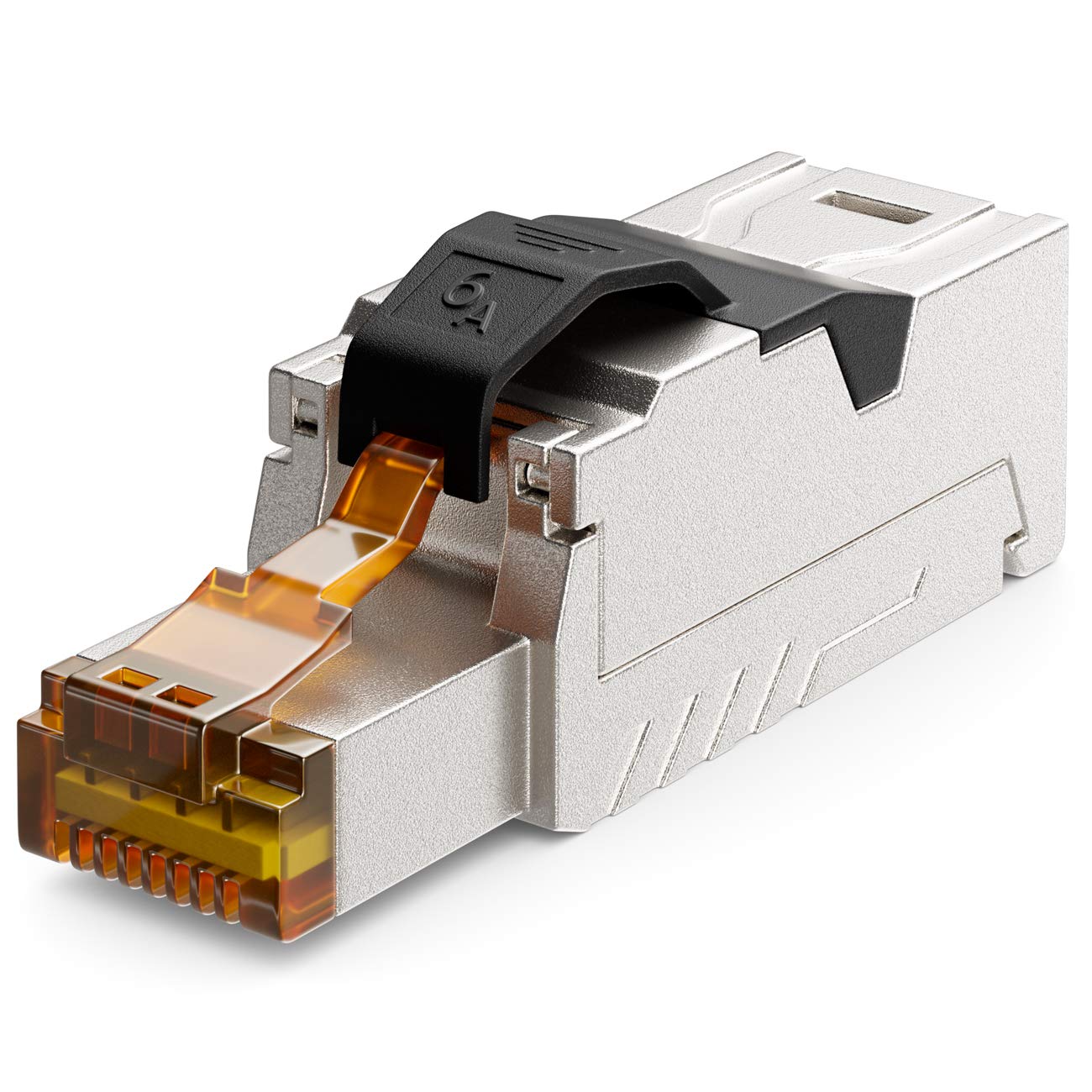 deleyCON 1x CAT 6a Network Connector RJ45 with LSA Connection Tool Free for Rigid Installation Cables LAN Cable Network cable RJ45 Connector Shielded CAT6a Metal Housing 10Gbit/s