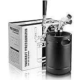 TMCRAFT 64oz Growler Tap System, Pressurized Stainless Steel Mini Keg with Cooler Jacket, Portable Home Dispenser System to K