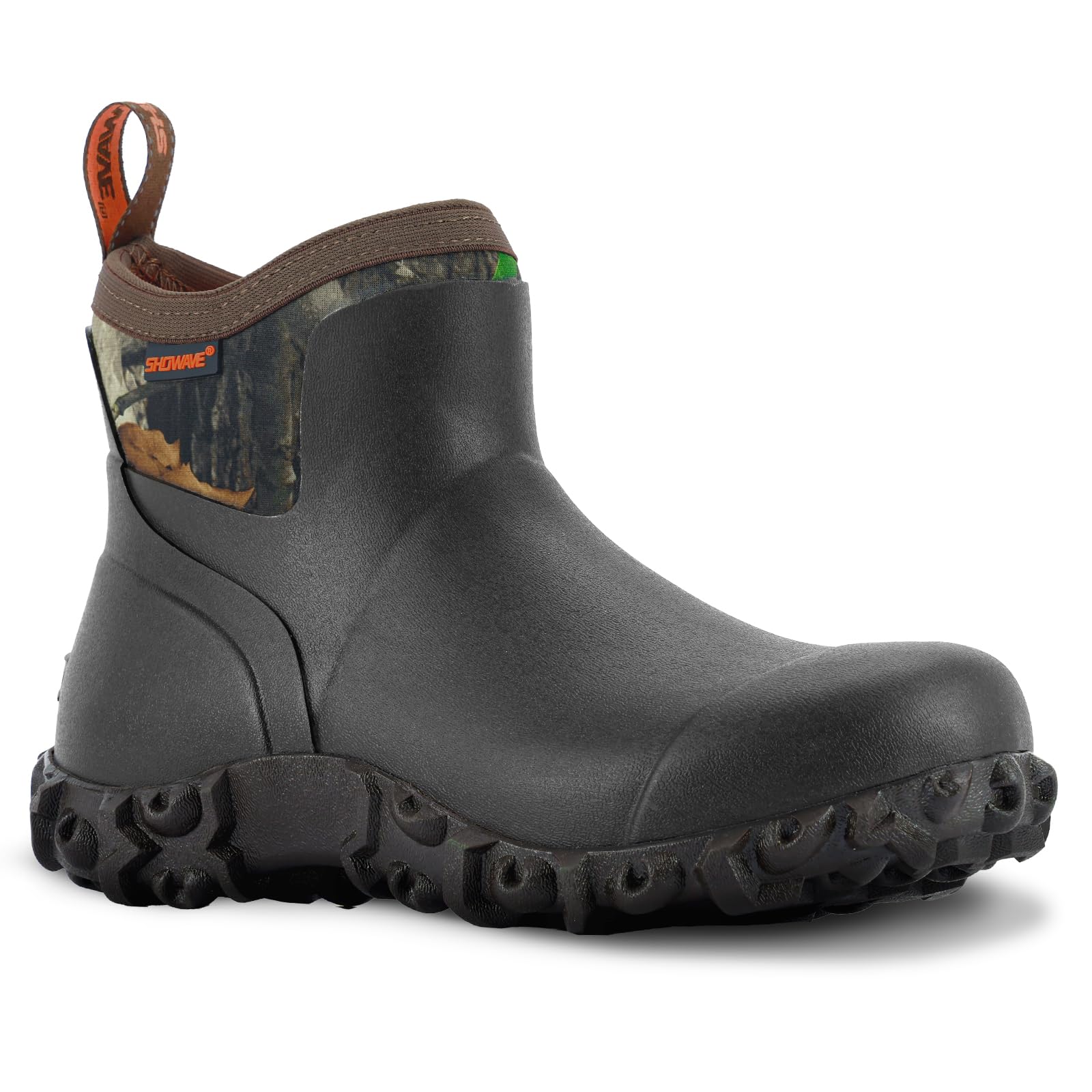 Showave Men's Ankle Rain Boots Waterproof Rubber Garden Boots Durable Slip on Rain Shoes for Outdoor Mud Yard Chore, Camo Image