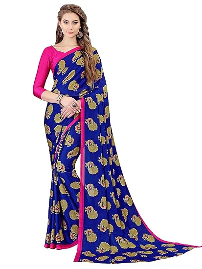 GoSriKi Art Silk e Saree with Blouse Piece (TWIN-JANNU-GREEN_Green_Free Size)