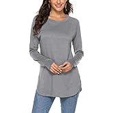 Newchoice Women's Casual Batwing Long Sleeve T Shirt Round Neck Basic Loose Tunic Tops