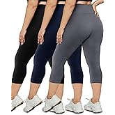 HLTPRO 3 Pack Plus Size Leggings for Women(X-Large - 4X)- High Waist Stretchy Soft Pants for Workout Running Yoga