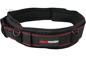 MELOTOUGH Padded Tool Belt with D Ring for Men Construction Strong Durable Double Metal Roller Buckle,Adjustable Waist 44'-53
