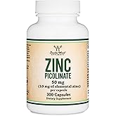 Zinc Picolinate 50mg, Highly Absorbable, 91% of Daily Value, 300 Capsules | High Potency + High Absorption,10mg Elemental Zinc, Tiny Easy-Swallow Cap, Third Party Tested