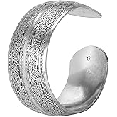 Aheli Silver Plated Cuff Style Bracelet Floral Engraved Fashion Jewellery Gift for Women