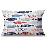 Solekla Fish in The Ocean Cotton Linen Decorative Throw Pillow Case Cushion Cover Pillowcase for Couch Sofa Bed,12 X 20 Inches