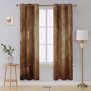 No00949 - Cortinas con Ojales para Ventana, Paneles de Madera