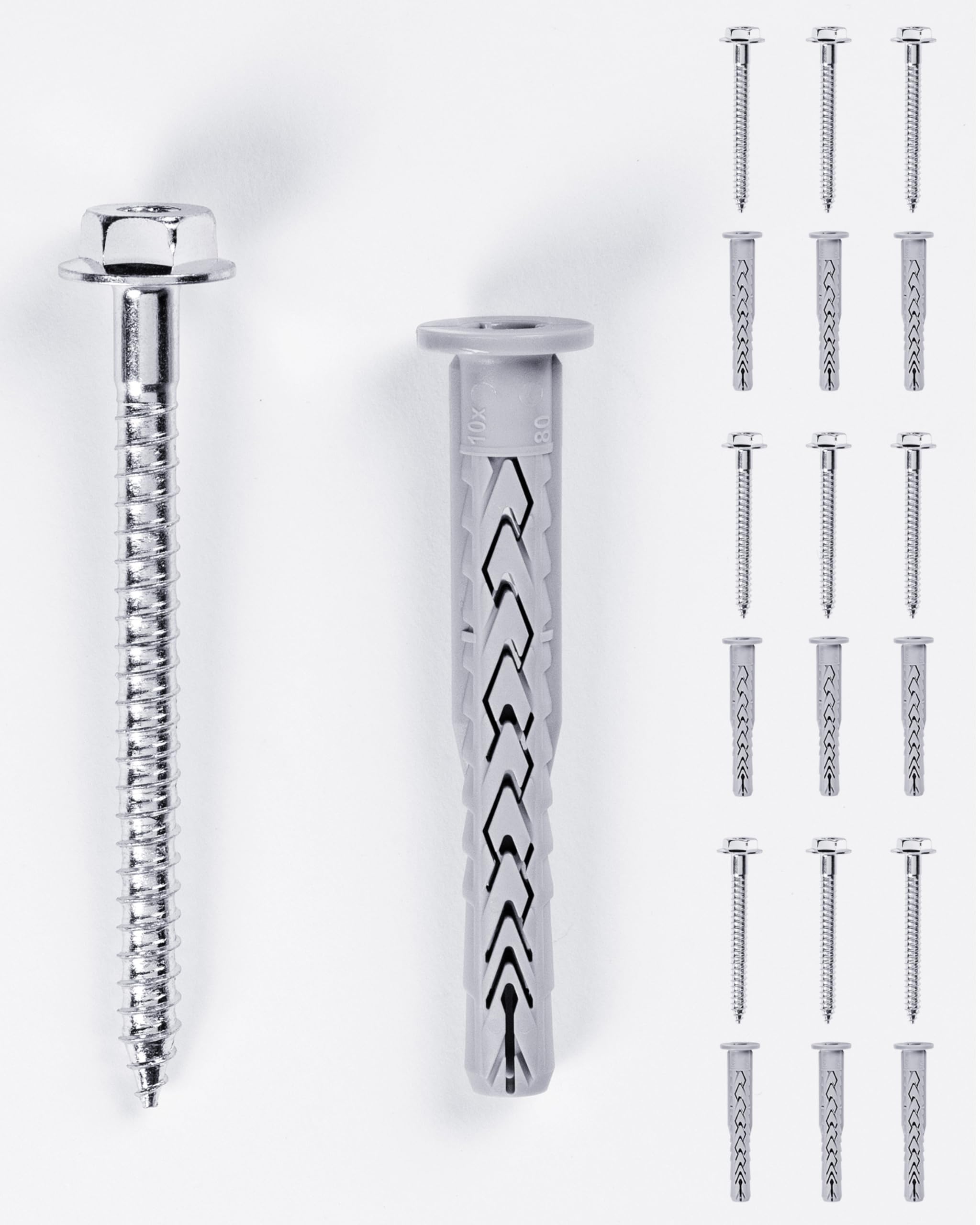 Fischer long shaft dowel SXRL 10 x 100 FUS with hexagon bolt 522720, fastening screw, galvanized frame dowel incl. approval, heavy-duty dowel, 10 pcs