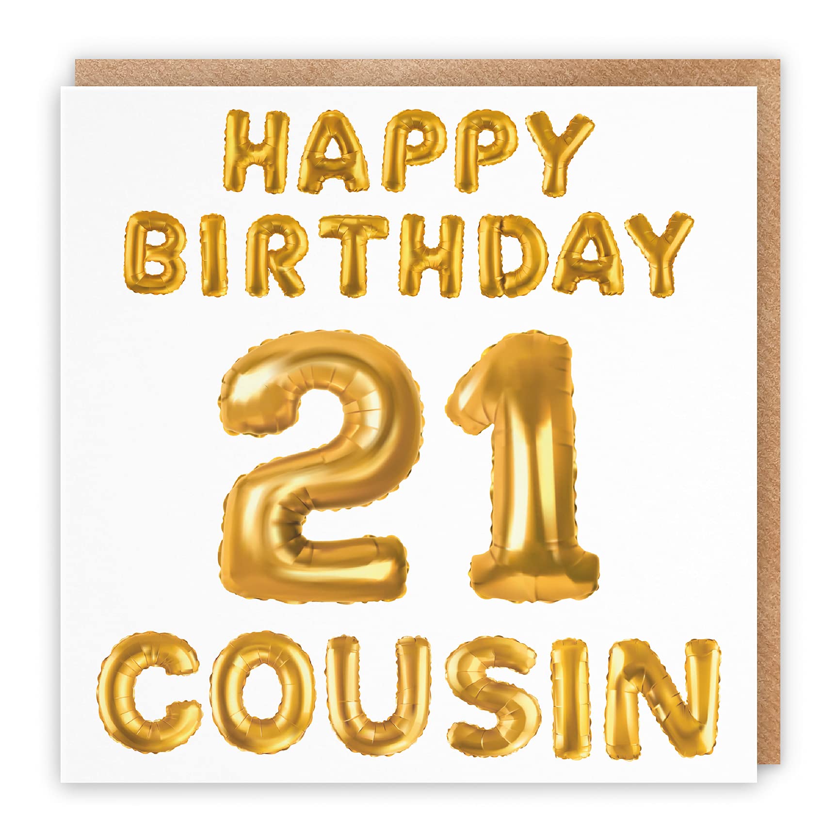 Hunts England - Large Cousin 21st Birthday Card - Happy Birthday - 21 - Cousin - Balloon Collection - Large - 210 x 210 mm - Age 21 Cousin