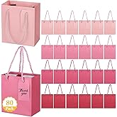 Zhanmai Pink Series Mini Gift Bags with Handles Bulk 80 Pcs 4.3x2.5x5 Inches Small Thank You Paper Goodie Bags Bulk Valentines Day Birthday Wedding Holiday Party Favors