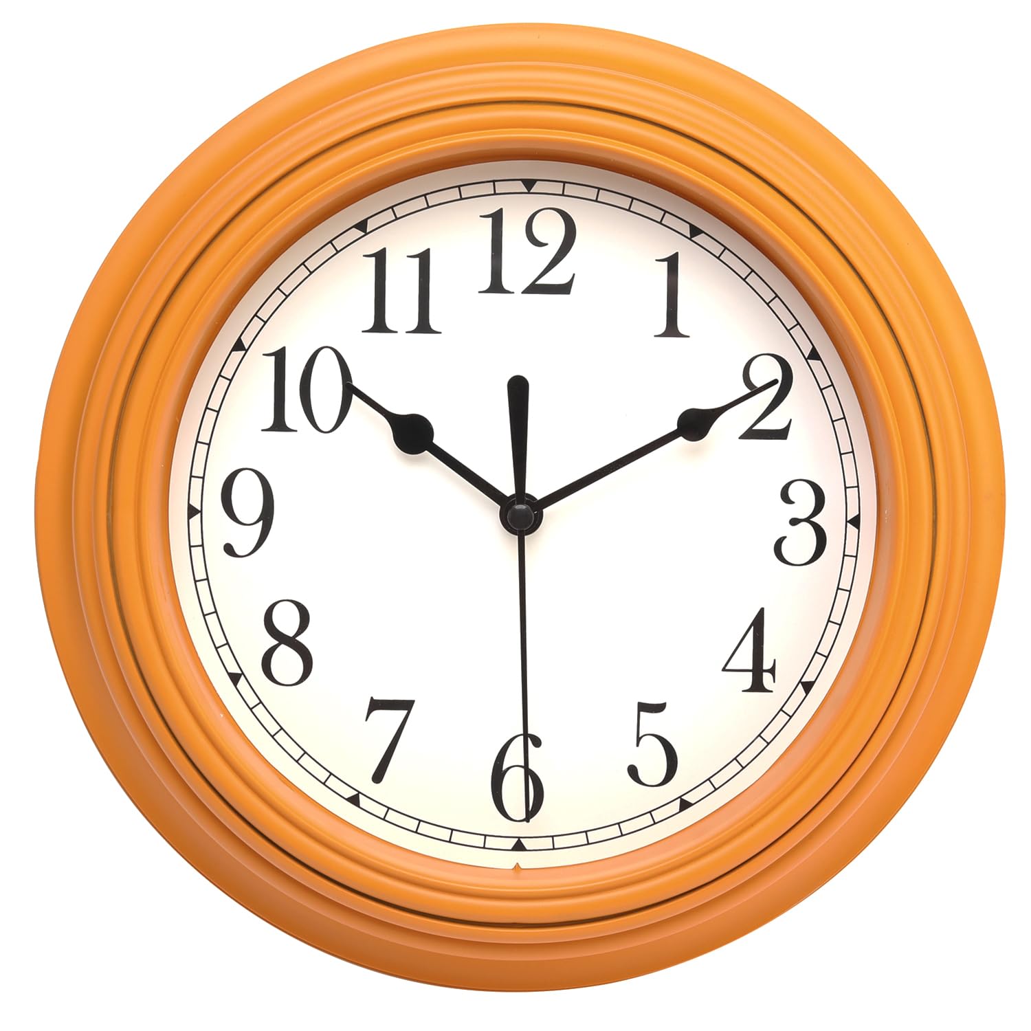 Topkey Silent Wall Clock Kitchen 9 Inch Retro Non-ticking Decorative Bedroom Office Wall Clock - Orange Yellow — image 1