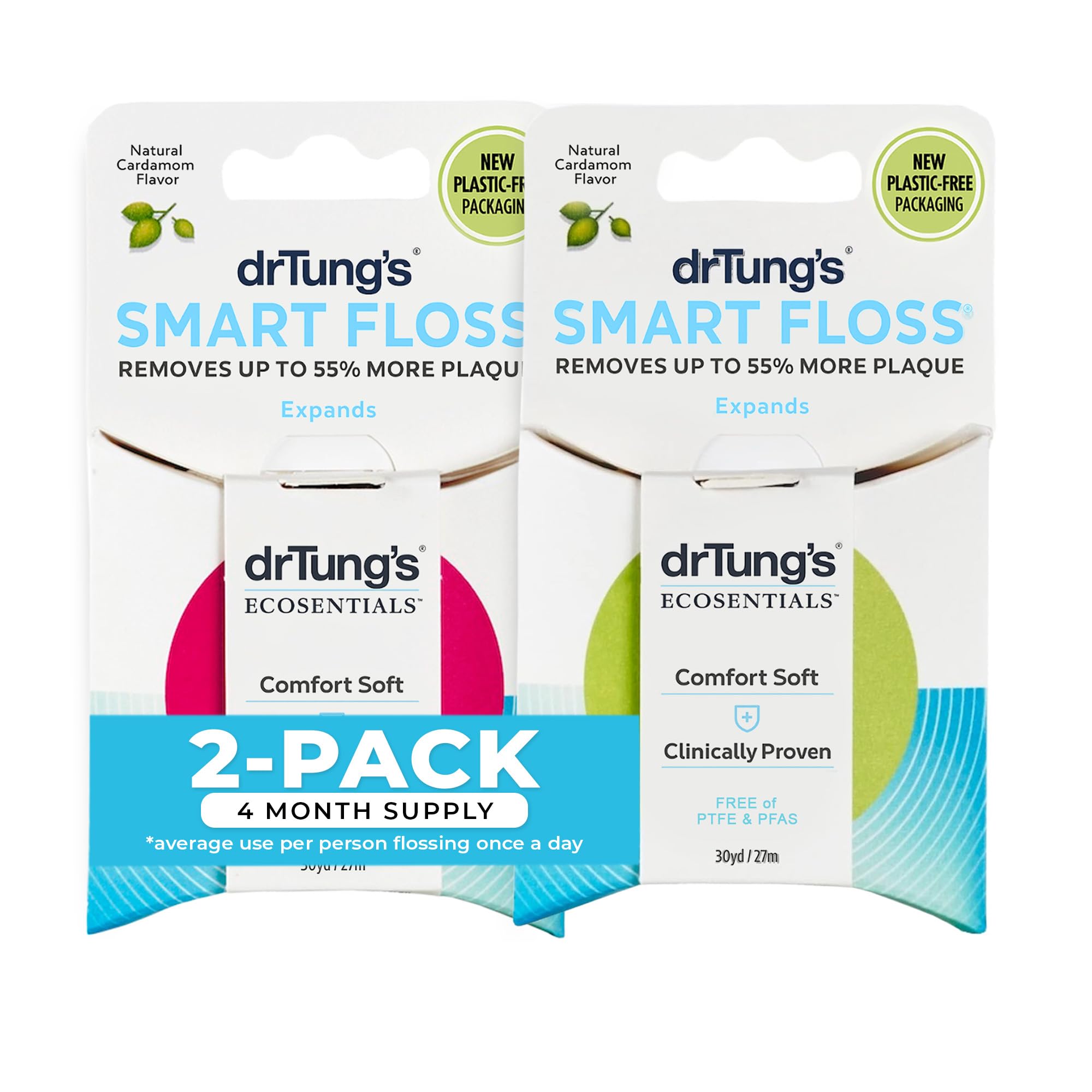 Dr. Tung's Smart Floss, 30 yds, Natural Cardamom Flavor 1 ea Colors May Vary (Pack of 2)