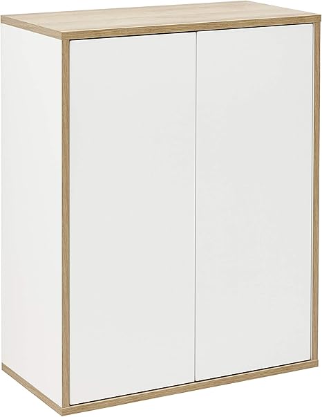 Fackelmann Doppel Midischrank Finn Badschrank Mit Push To Open Masse B X H X T Ca 60 X 75 X 30 5 Cm Schrank Furs Bad Mit 2 Turen Korpus Weiss Front Weiss Rahmendekor Braun Hell Amazon De Kuche Haushalt