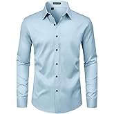 ROUWELL Men’s Wrinkle Free Dress Shirts Regular Fit Long Sleeve Non Iron Business Casual Wedding Stretch Button Down Shirt