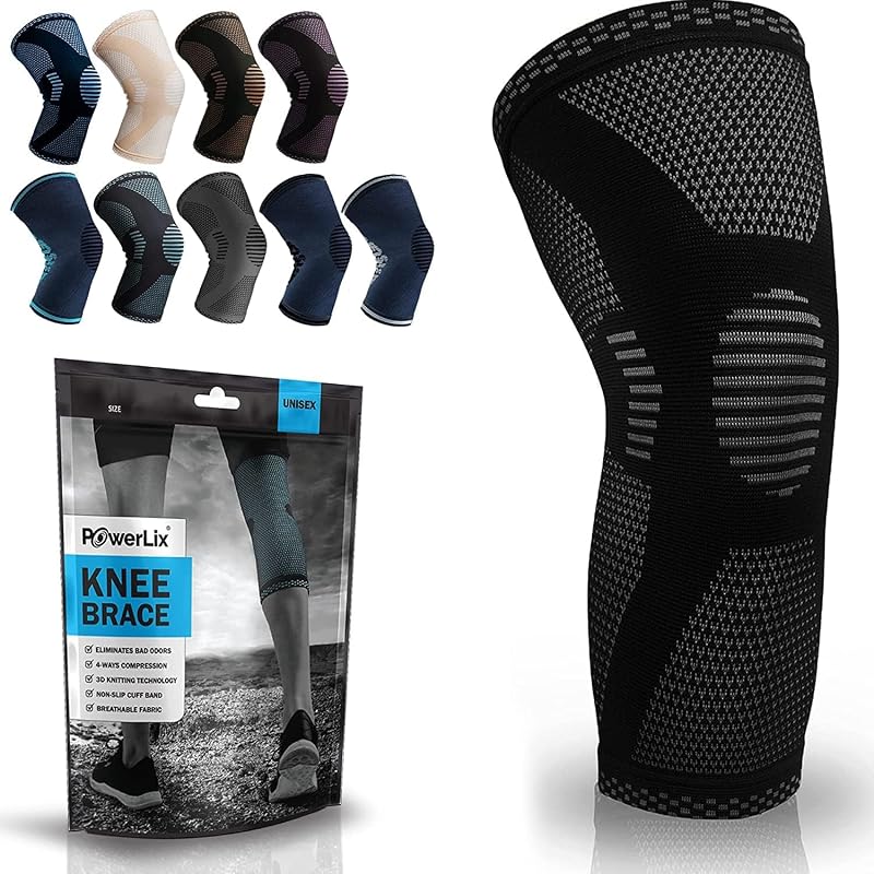 POWERLIX Knee Support for Men & Women, Adjustable Knee Brace Large Black