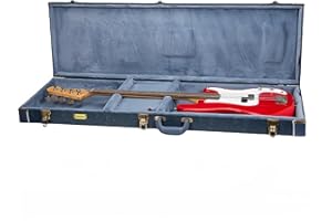 Crossrock Relief Series Case, Premium Wooden Hardshell, with Lock | Rectangular Bass Guitar Case for Electric Bass Guitars, C
