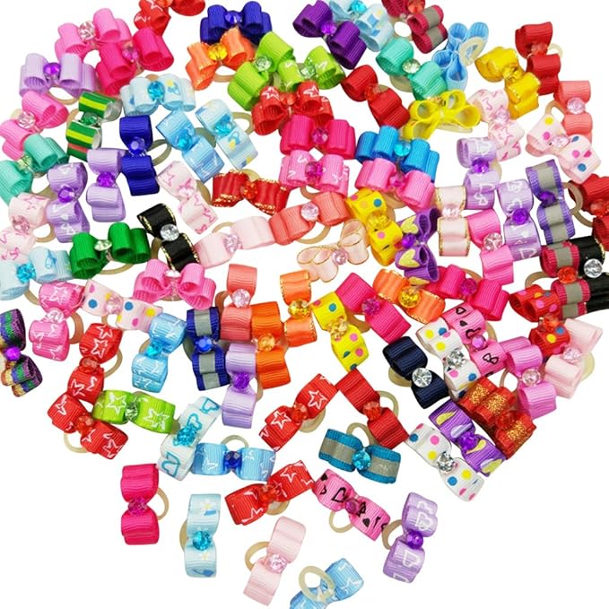 BIPY MiniSchleifen mit Gummiband für kleine Hunde, Welpen