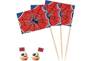 100pcs Cartoon Theme Toothpick Flags, Anime Theme Mini Cocktail Picks Appetizers Sticks Cupcakes Toppers Food Labels for Frui