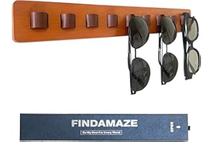 FINDAMAZE Sunglasses Organizer Wall Mounted Wood Sunglass Holder for Home Glasses Holder/Sunglasses Rack,Home Decor (Wood color-1pcs-long)