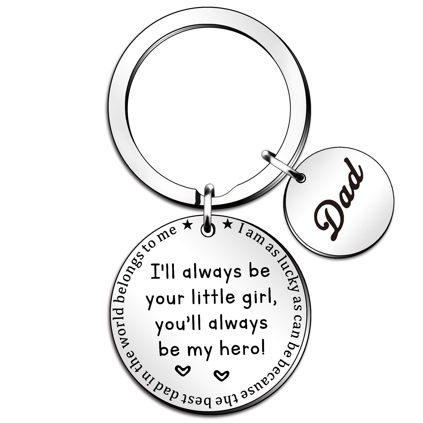 QMVMV Dad keyring Father’s Day Gift from Daughter - I'll Always Be Your Little Girl, You Will Always Be My Hero Keychain