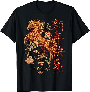 Chinese New Year of The Horse 2026 Fire Horse China Lunar T-Shirt