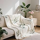 Eucalyptus Leaf Blanket, Botanical Plants Throw Blanket, Soft, Flannel, Warm, Watercolor Floral Throw Blankets Green Botanical Floral Aesthetic Bed Blankets for Couch Bedroom Living Room 50X60 Inch