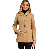 Allegra K Womens Work Office Winter Overcoat Single Breasted Point Collar Pea Coat