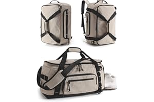 BAGSMART Gym Backpack for Men Sports & Weekend Travel, 4-in-1 Convertible Travel Duffle Bag with Shoes Compartment & Wet Pocket, 38L Gym Bag for Women (Camel)