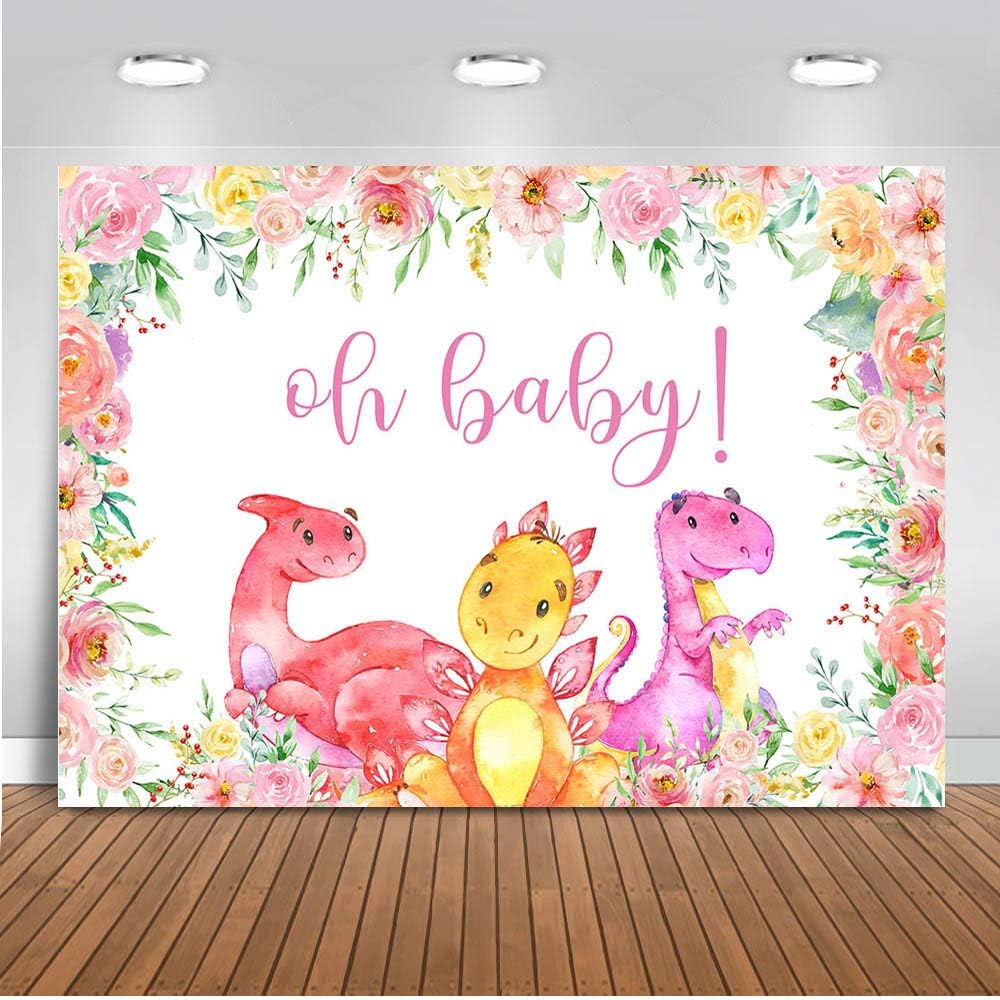 Mocsicka Oh Baby Dinosaur Baby Shower Backdrop 7x5ft Baby