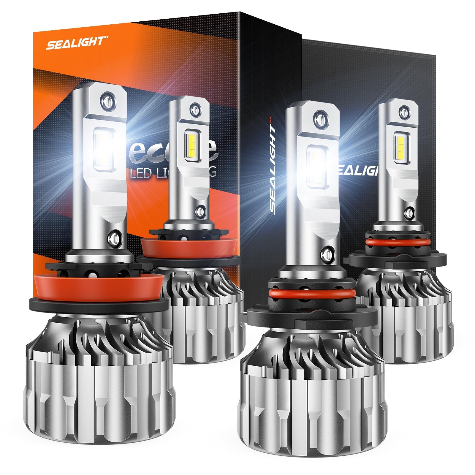 Photo 1 of **Only 3** SEALIGHT H8/H9/H11 9005/HB3 Fog Light Bulb Combo 66,000LM Ultra-Bright 6500K 9005 H11 Bulbs with Cooling Fan, True Plug N Play, Non-polarity, Wider Vision Driving Fog Spot Light Assemblies, Pack of 4