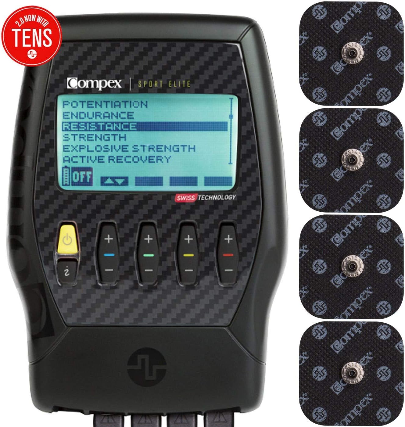 Compex Sport Elite 2.0 Muscle Stimulator with TENS Bundle Kit: Muscle Stim, 12 Snap Electrodes, 10 Programs, Lead Wires, Battery, Case / 4 strength, 2 warm-up, 3 recovery, 1 TENS: Health & Personal Care