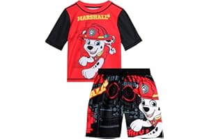 Nickelodeon Paw Patrol Boys Rash Guard Set - 2 Piece Chase Marshall TMNT UPF50 Swim Shirt & Swim Trunks for Toddler & Big Kid