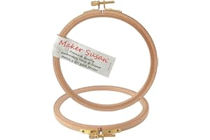 Maker Susan 5" Wood Embroidery Hoop, Round Beechwood Cross Stitch Hoop with Adjustment Brass Screw, Cross Stitch Hoops and Frames, Suitable for Embroidery, Craft Sewing (5 inch)