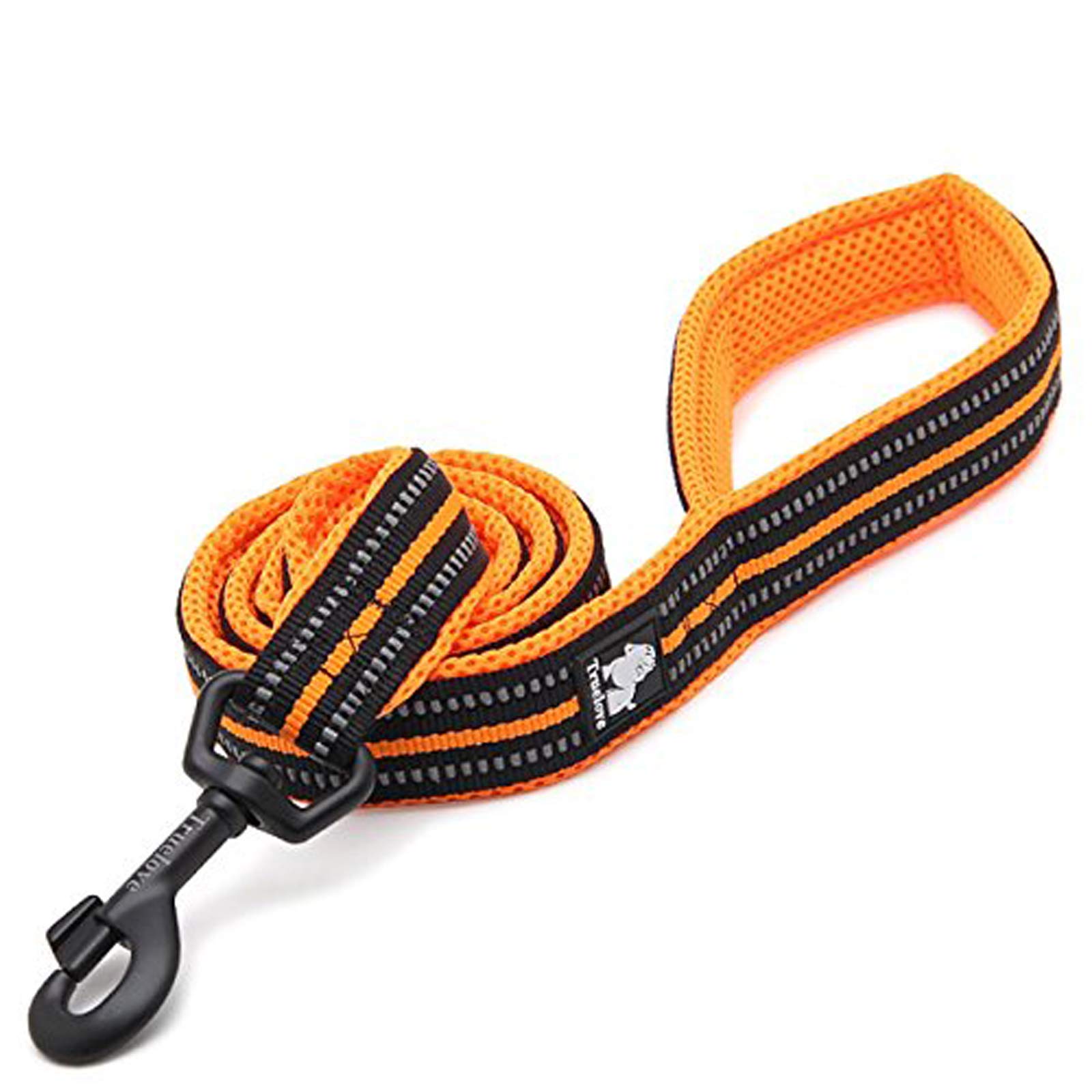 WINHYEPET True Love Dog Leash Nylon Reflective Comfortable Handle Lead Puppy Training Walking Rope Easy Control Suitable Small Medium Large Breeds 110cm Length TLL2111(Orange,S)