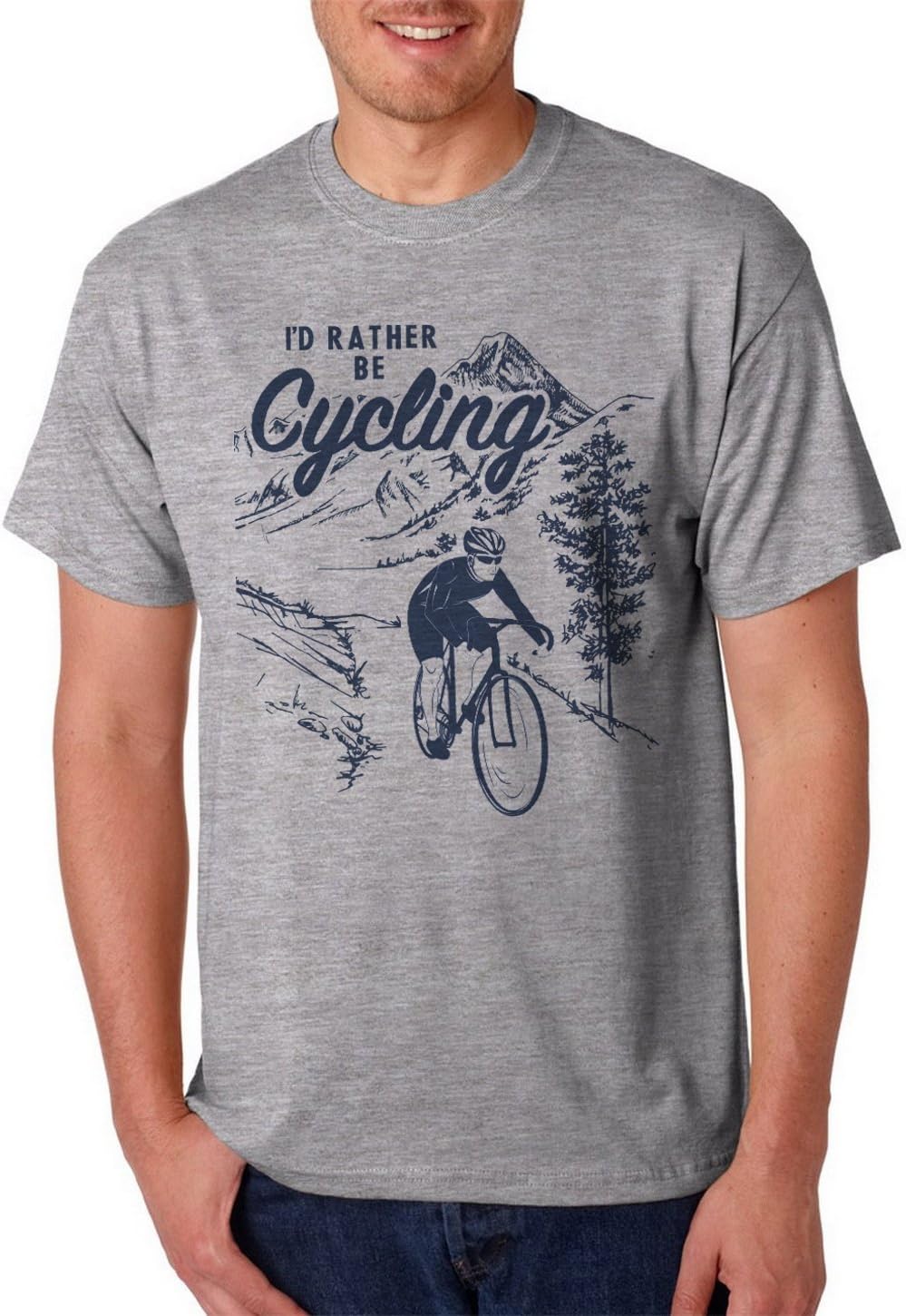 I'd Rather Be Cycling Mens T-Shirt - Graphic Print Bike Tee