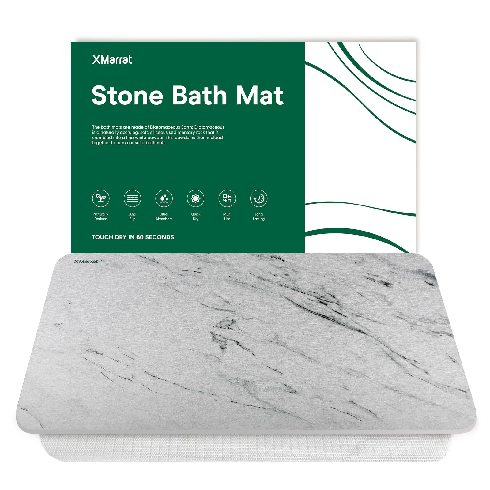 Photo 1 of Stone Bath Mat Large (31.5X 19.7 Marble), Super Absorbent Diatomaceous Earth Bath Mat, Quick Drying Non-Slip Diatomite Stone Bath Mats for Bathroom, Easy to Clean- Light Grey
