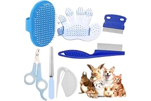 TARANDUS Rabbit Grooming Kit – Bunny Grooming Kit with Shedding Brush, Nail Clippers & Comb – Small Animal Grooming Supplies for Rabbits, Guinea Pigs, Hamsters, Ferrets - Small Pet Shedding & Care (Blue)