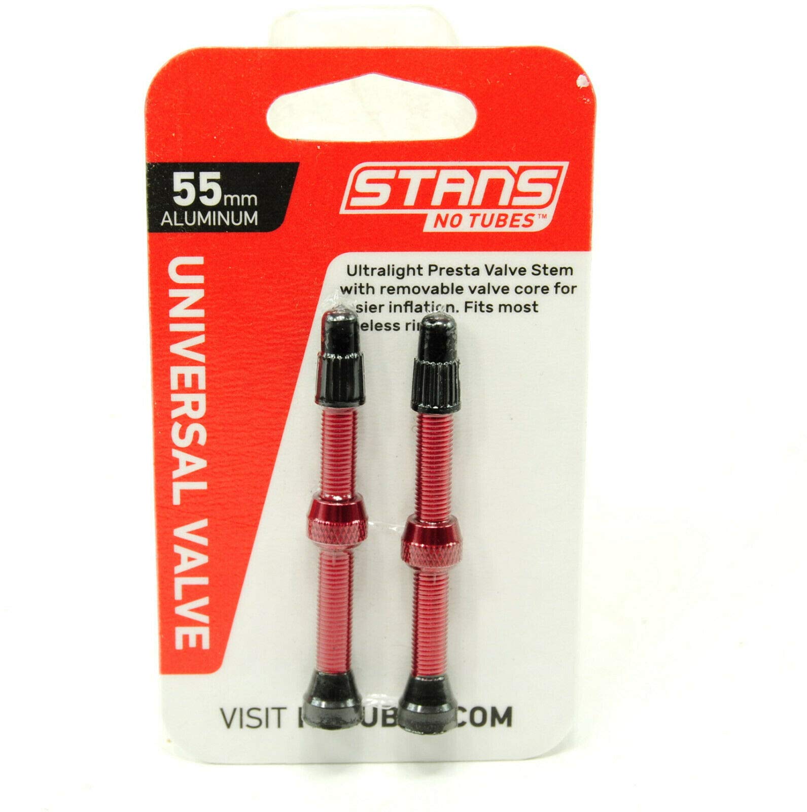Stan's NoTubes Universal Presta Valve Stems - Aluminium - Red - 55mm - Pair โ image 1