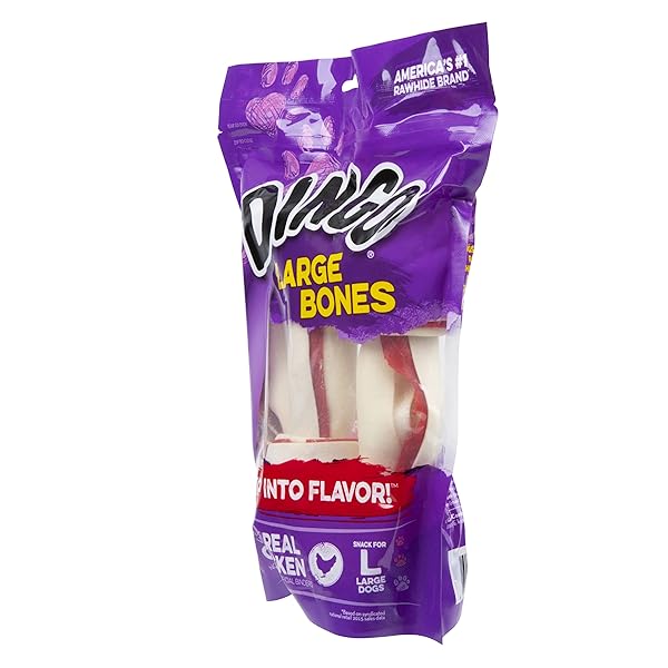 DINGO RAWHIDE BONE, LARGE, 3-COUNT