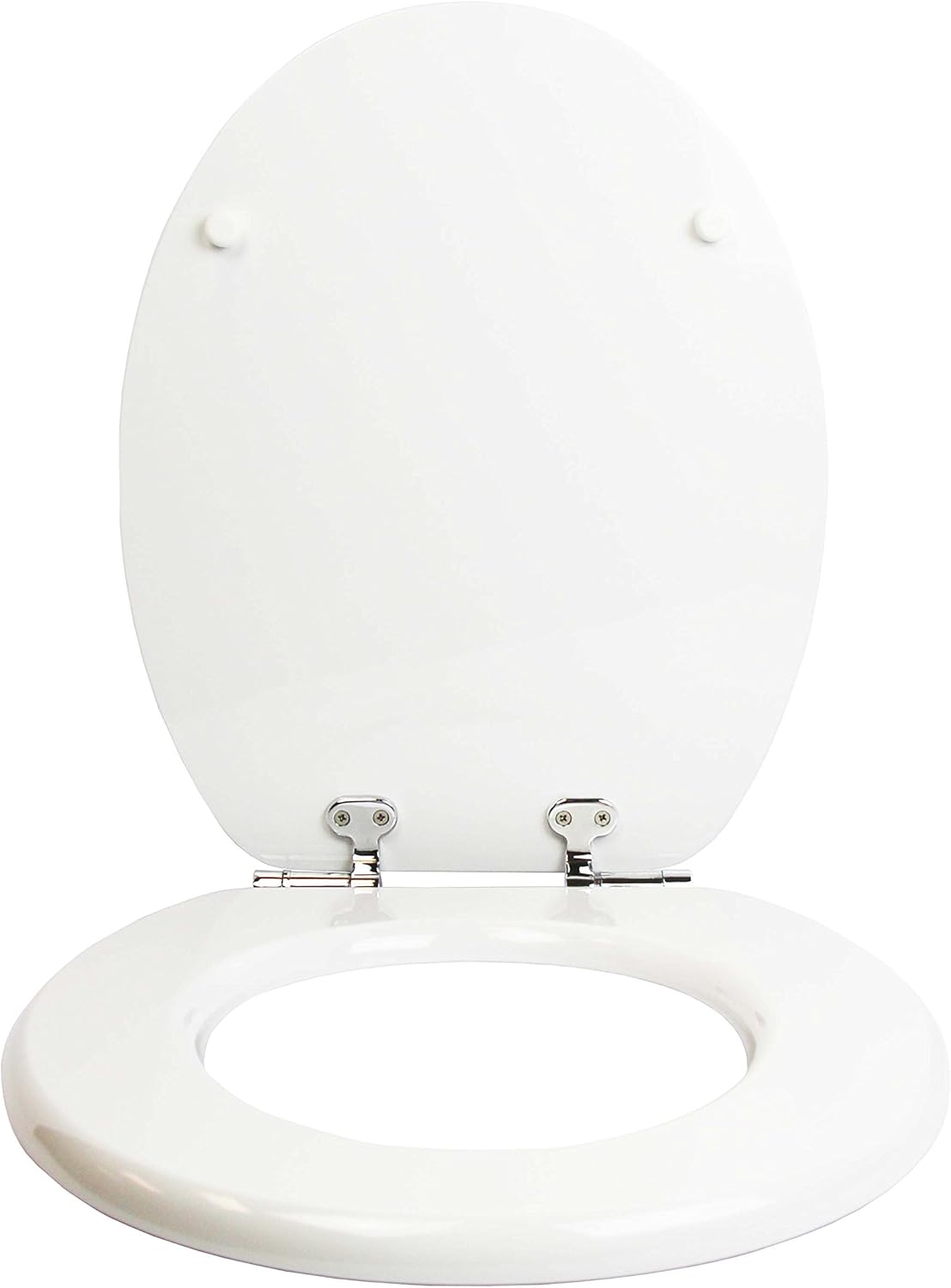 TOPSEAT Toilet Seat with Easy Takeoff Soft Close Chrome Hinges, Wood