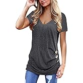 Jescakoo Womens Summer Tops with Buttons Dressy Casual Blouses Spring Outfits Beach Vacation Tunic Clothes S-3XL