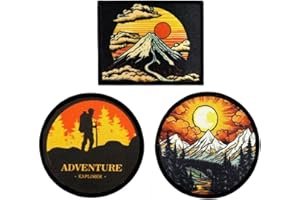 Mountain Iron on Patch,Outdoor Adventure Embroidered Applique Patches for Clothing Vest, Nature Badge,Nature Hiking Camping P