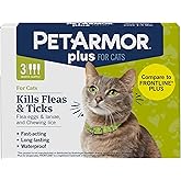 PetArmor Plus Flea &amp; Tick Topical Cats 1.5 lbs+, 3-Month | Ideal for Cats 1.5 lbs+; Kills Fleas, Eggs, Larvae, Ticks &amp; Lice; 3-month supply; Waterproof Cat Topical
