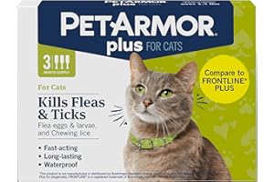 PetArmor Plus Flea and Tick Prevention for Cats, Cat Flea and Tick Treatment, 3 Doses, Waterproof Topical, Fast Acting, Cats Over 1.5 lbs