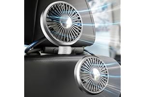 Dealswin Car Fan for Backseat, Dual Head Hose Car Seat Fan with Led Lights, Portable USB Fan for Car, 3 Speeds and 360 Degree Rotatable Cooling Car Fans for Vehicles RV SUV Truck