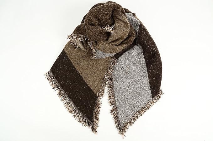 Amazon Ai S 大判 ストール マフラー おしゃれ な 格子 柄 フリンジ ショール 膝 かけ 肩 かけ お出かけ に 茶系 マフラー 通販