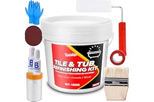 VIVIDYE Tub and Tile Refinishing Kit, 35oz Tub Refinishing Kit with Complete Tools and Hardener, Ceramic Tile Paint for Bathtub, Countertop, Sink, Floor, Wall, Kitchen, Gloss White, Waterproof ＆ Voc Free