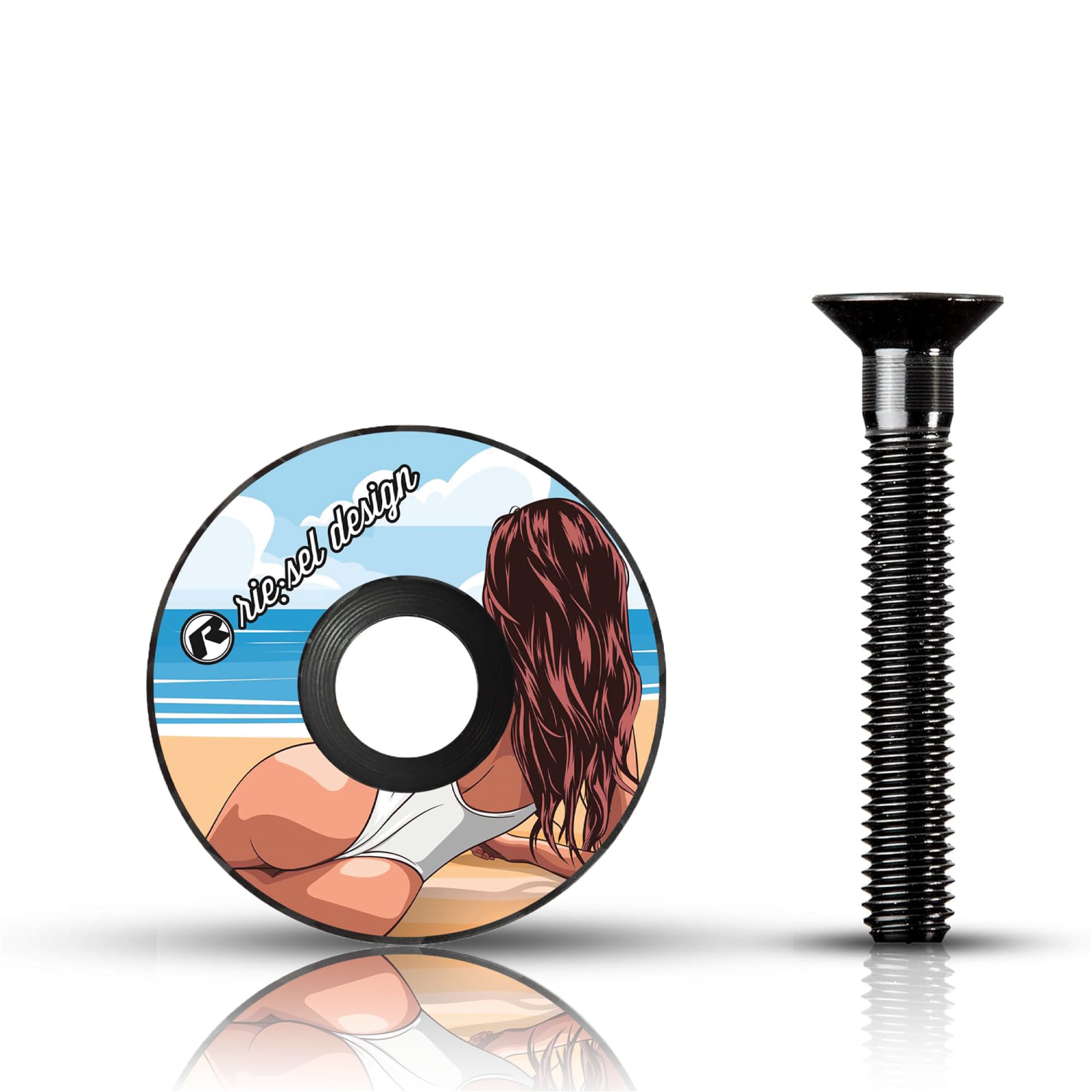 Riesel Design Carbon Cap for Road Bike, Cyclocrosser, Mountain Bike - 1 1/8 Inch Top Cap with Aluminium Screw