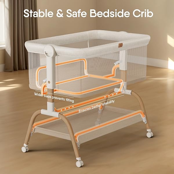 BABY BASSINET BEDSIDE CRIB, 3-IN-1 BABY BASSINET BEDSIDE SLEEPER WITH MATTRESS AND SOFT, BREATHABLE SHEET, FULL-MESH SIDES, 6-HEIGHT ADJUSTABLE, STABLE AND SECURE CRIB FOR NEWBORNS
