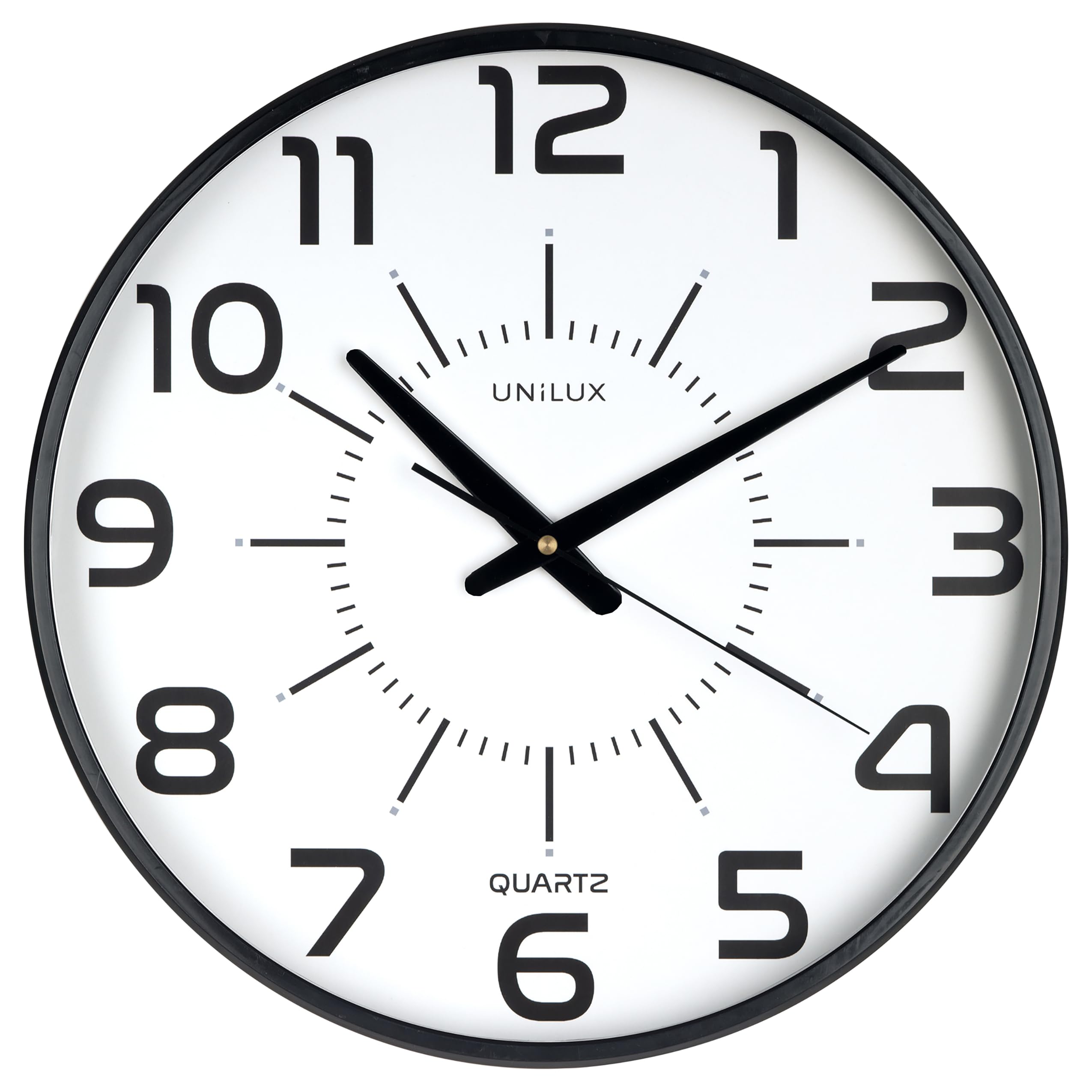 Unilux Maxi Pop Wall Clock in Black 37.5 cm Large Dial, Silent, No Ticking
